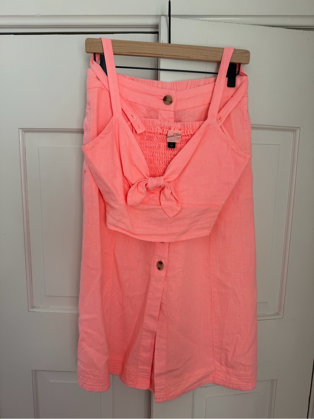 Universal Thread Coral Pink Button-Front A-Line Skirt